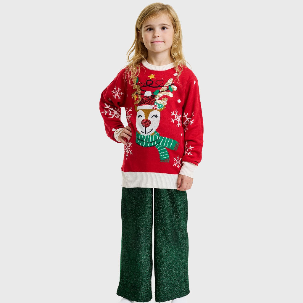 Der süße Rentier-Weihnachtspullover – Kinder